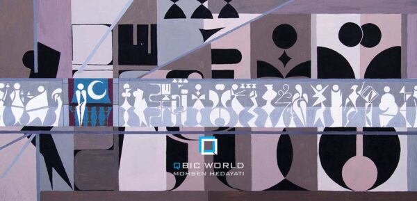 محسن-هدایتی-کوبیسم-نقاشی-آدمهای-کوچک-سایه-های-بزرگ