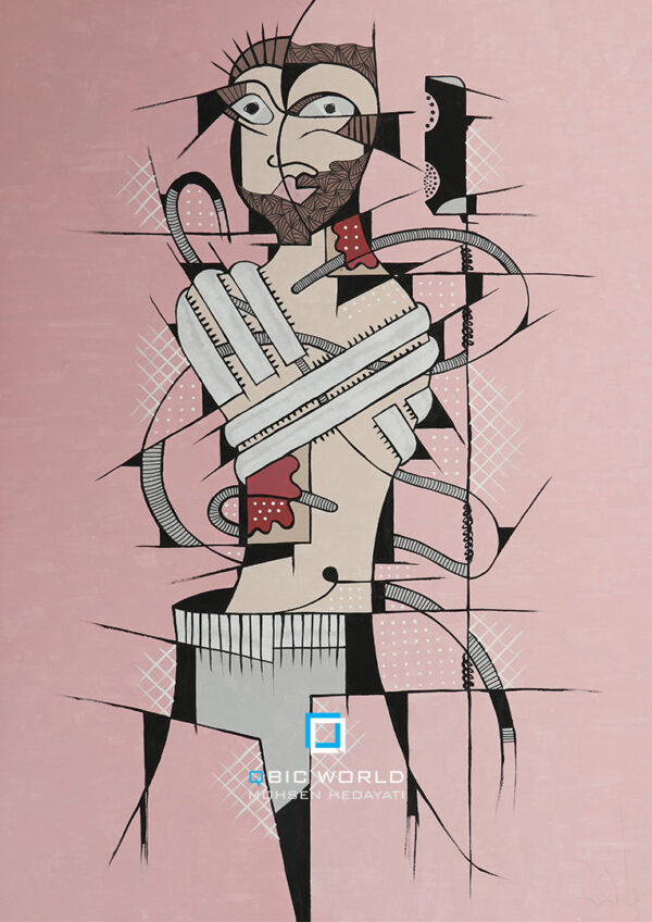 محسن-هدایتی-کوبیسم-نقاشی-الو-من-دیوانه-نیستم