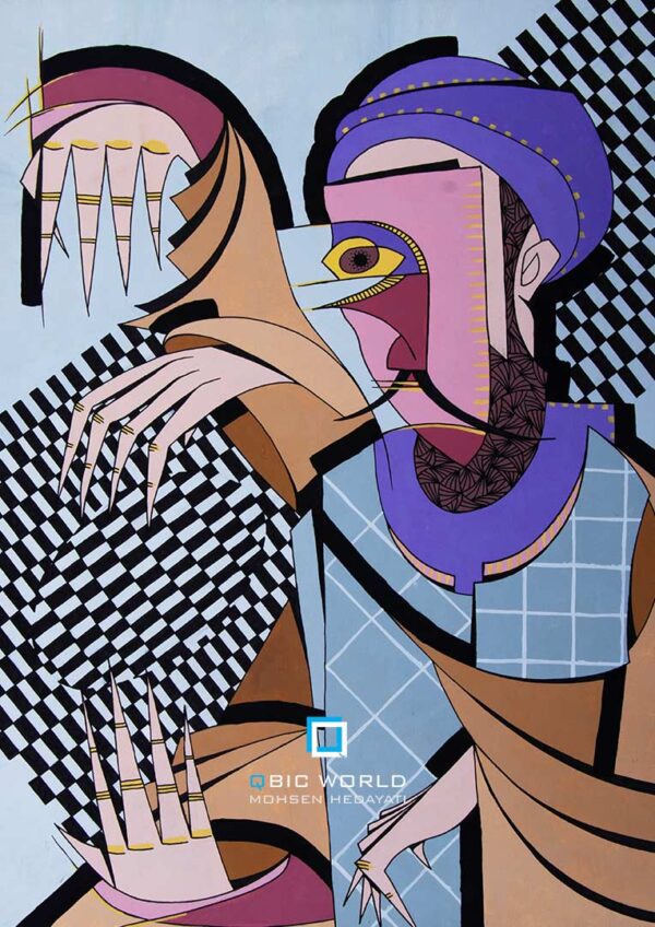 محسن-هدایتی-کوبیسم-نقاشی-شعبده-باز