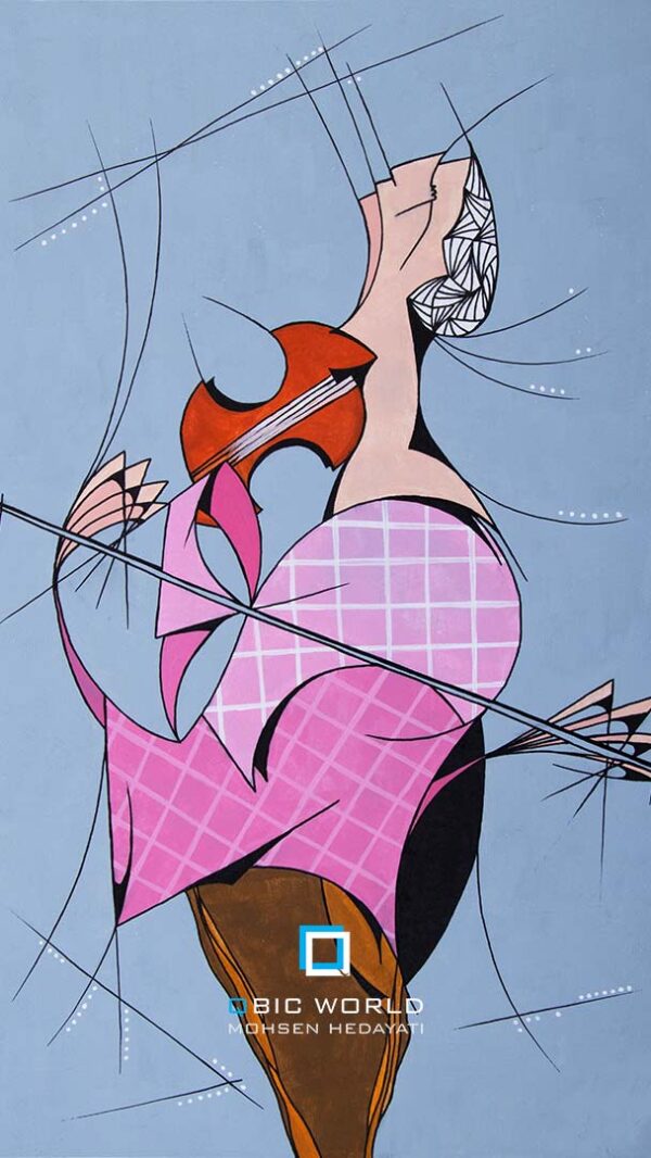 محسن-هدایتی-کوبیسم-نقاشی-نوازنده-آسمان