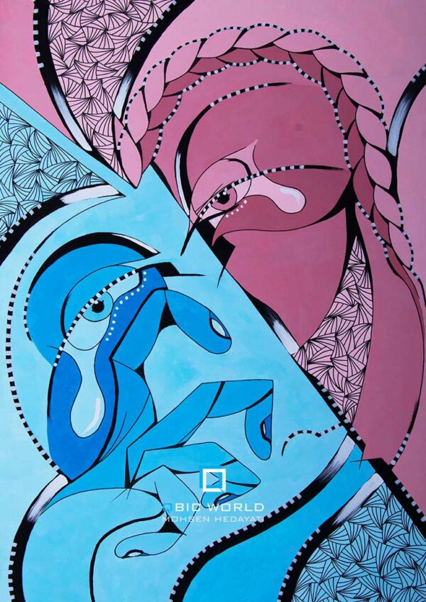 محسن-هدایتی-کوبیسم-نقاشی-وقتی-معشوقه-دوجنسگرا-اشک-تمساح-میریزد